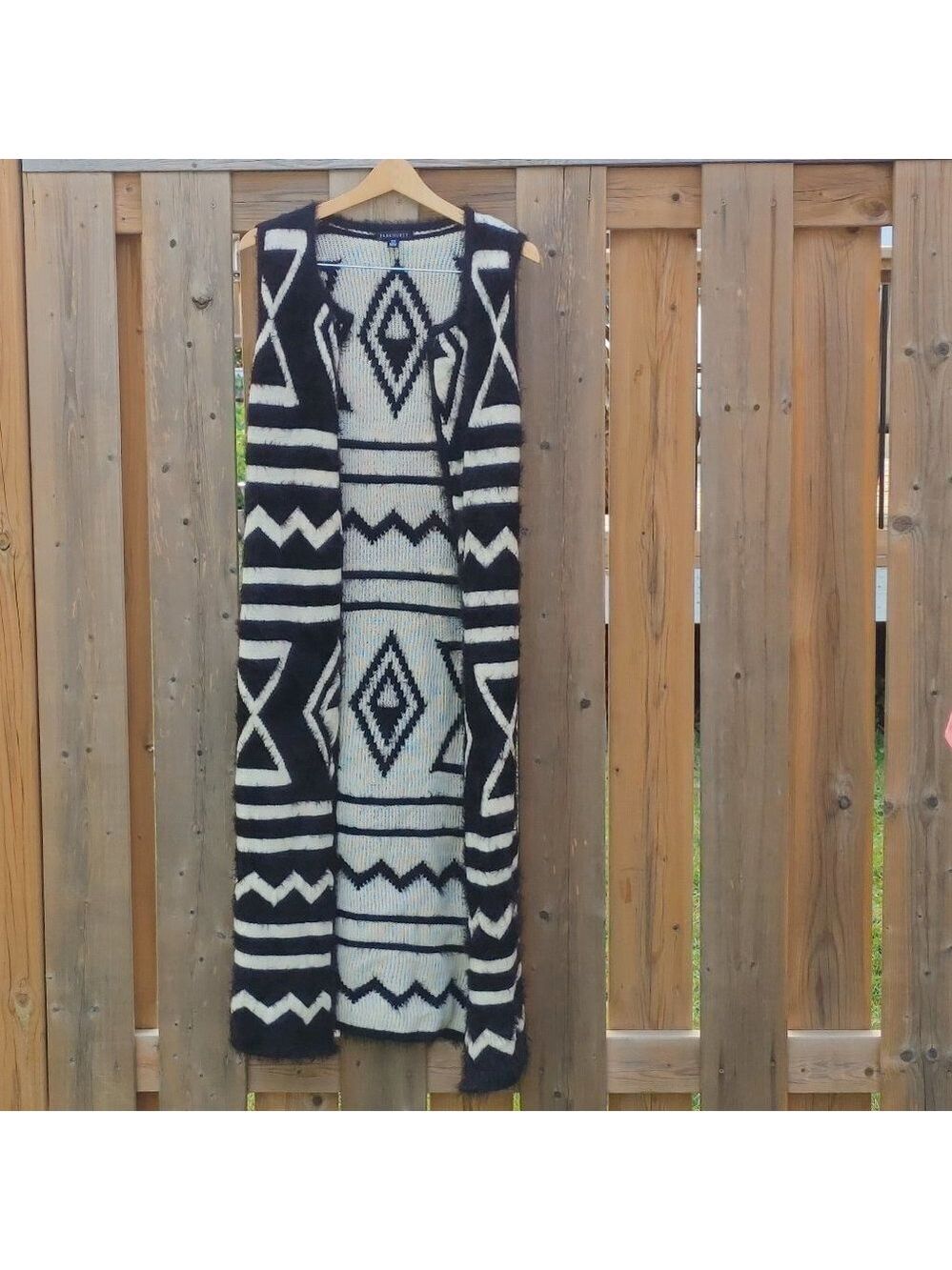 BEAUTIFUL PARKHURST Sleeveless Duster Coat Cardigan Open Front Flowy Faux Fur SM